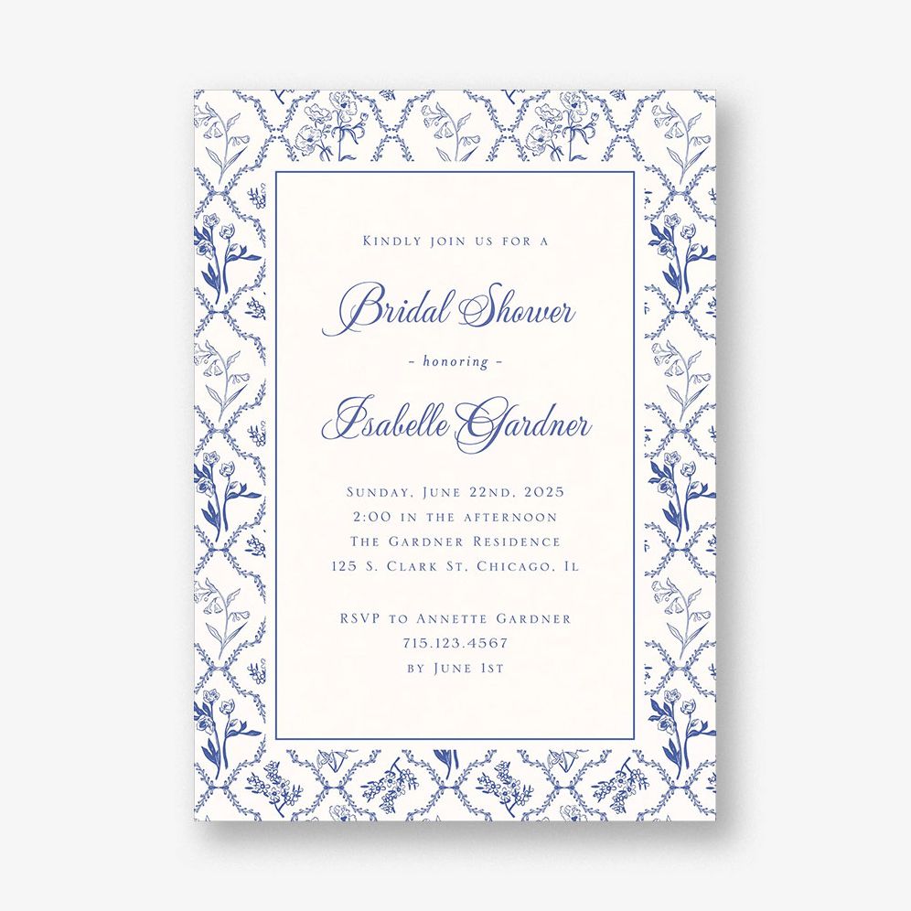 Woodland Toile Bridal Shower Invitation