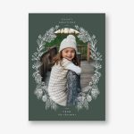 Frosted Greenery Frame Holiday Photo Card