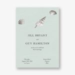 Waves and Seashells on Sage Wedding Invitation