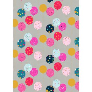 Pink Grey Balloons Flat Wrap