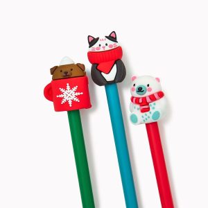 Holiday Cozy Critter Pens. 3 styles assorted