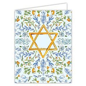 Floral Star of David Handpainted Greeting Card