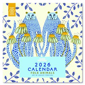 2026 Folk Animals Large Grid Art Calendar