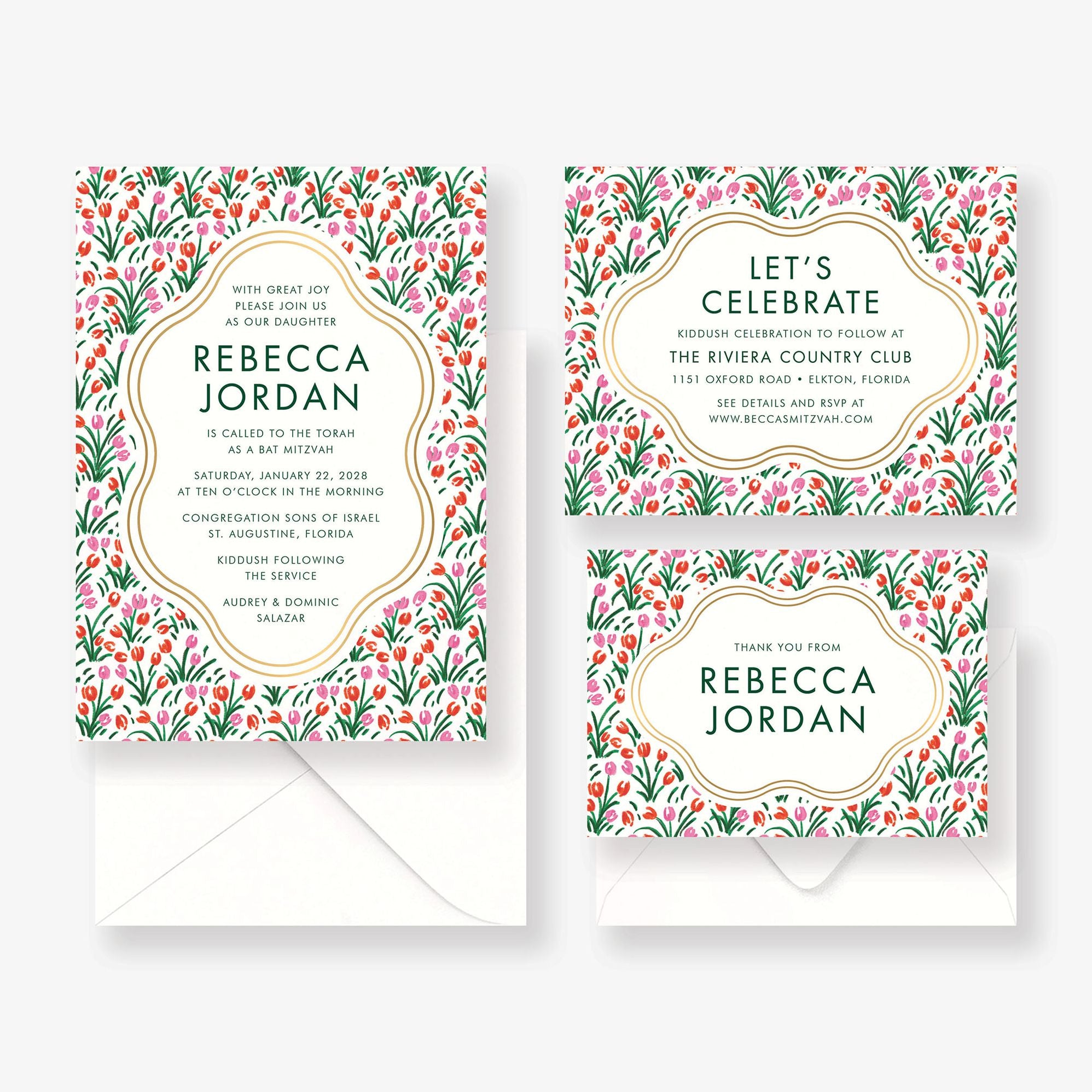 Tulip Field Foil Bat Mitzvah Invitation - Image 5