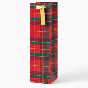 Holiday Plaid Wine Gift Bag