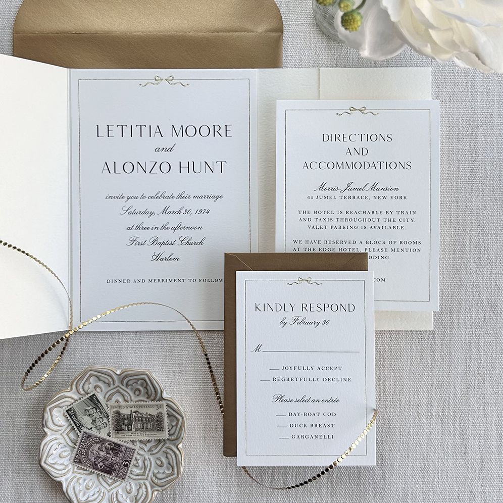 Bow Border Foil Wedding Invitation - Image 5