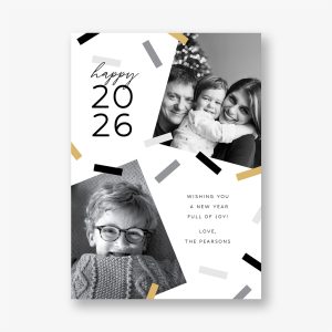 Cheerful Confetti New Years Photo Card