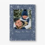 Scattered Snowflakes Foil New Years Photo Card