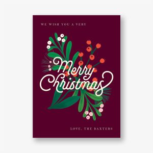 Bold Holly Script Holiday Card