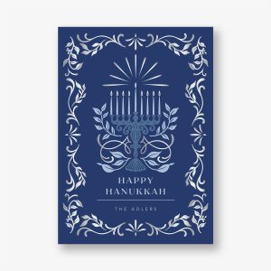 Radiant Menorah Foil Frame Holiday Card