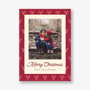 Candy Cane Argyle Holiday Photo Card