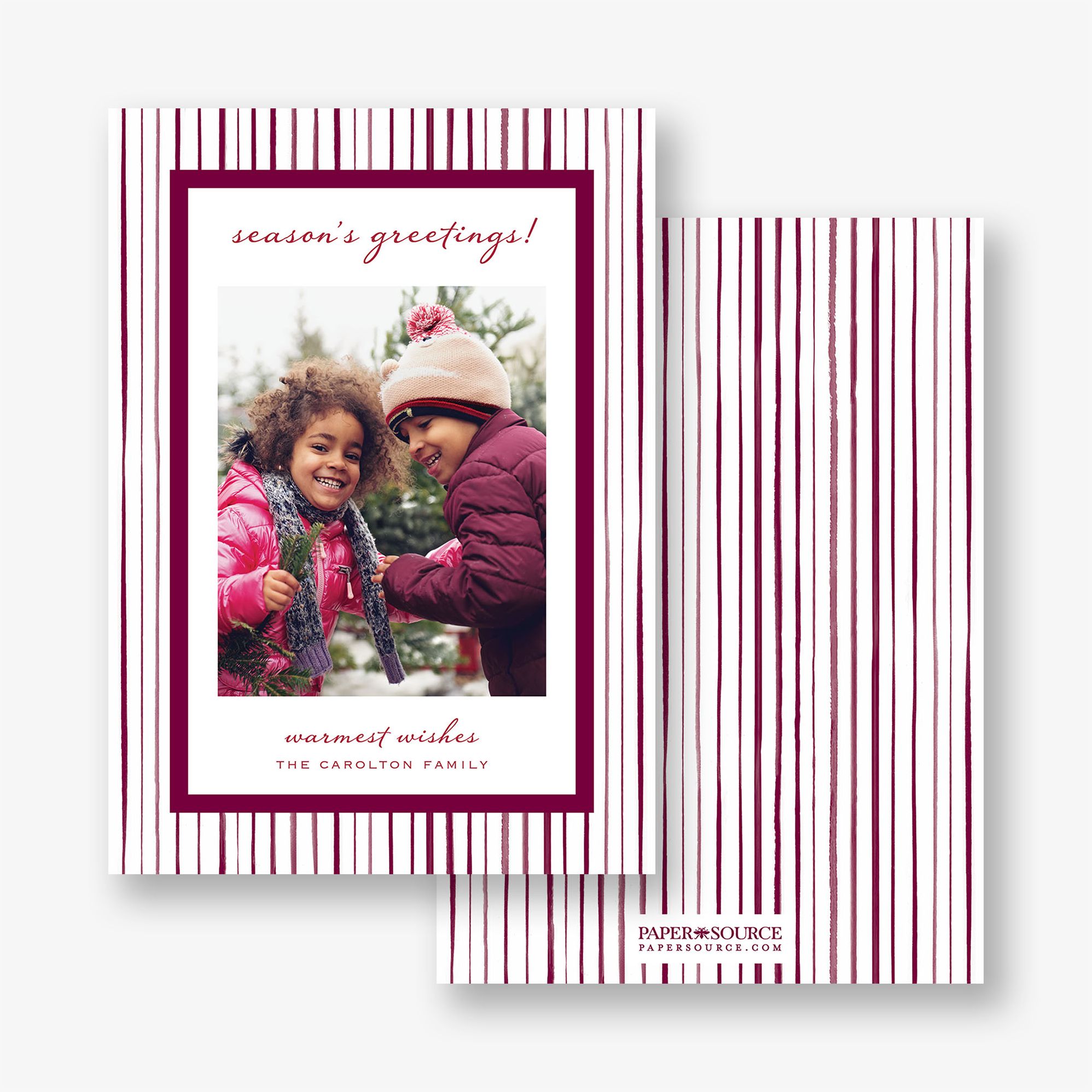 Watercolor Stripe Border Holiday Photo Card - Image 4