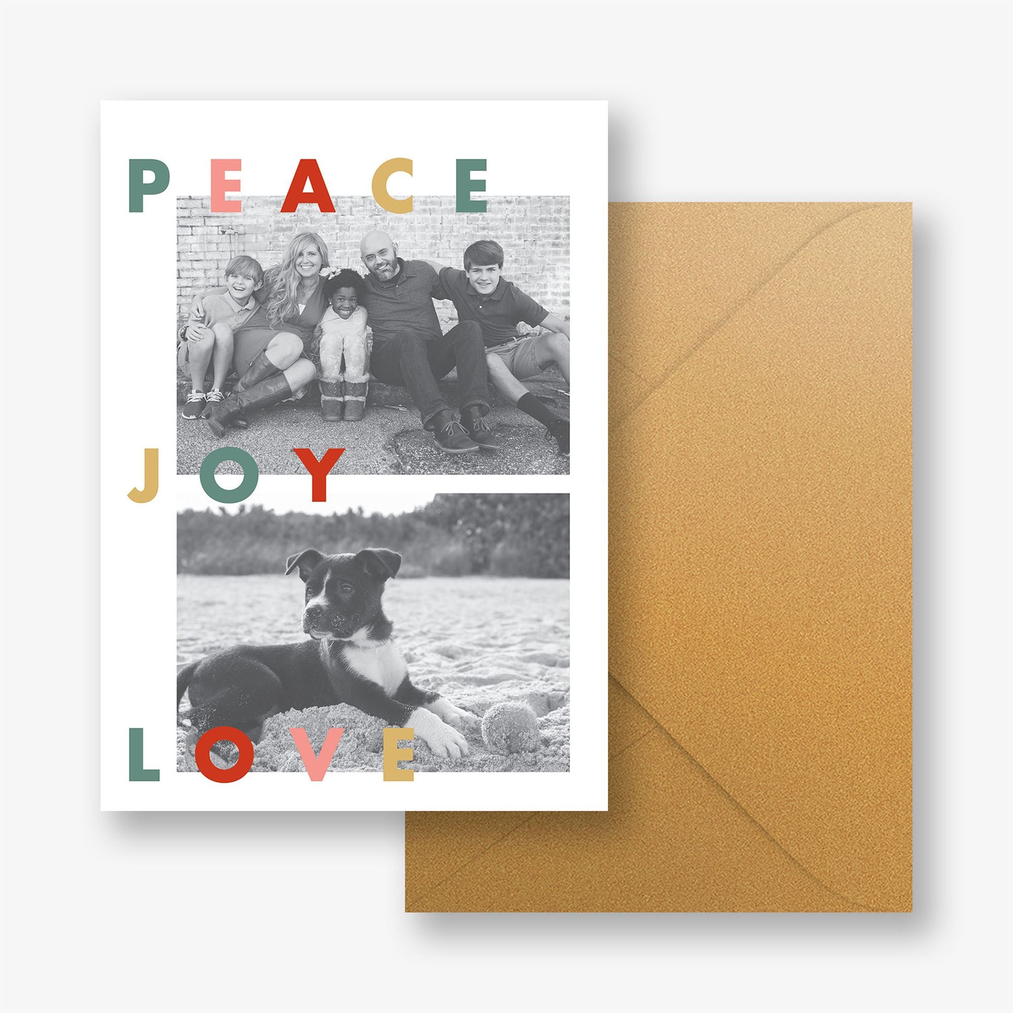 Colorful Peace Joy Love Holiday Photo Card - Image 4