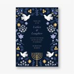 Laurel Hanukkah Foil Holiday Party Invitation