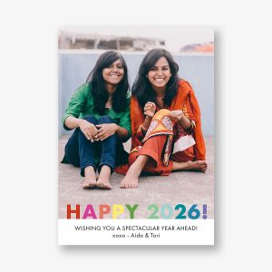 Rainbow New Year Holiday Photo Card Vertical