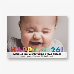 Rainbow New Year Holiday Photo Card Horizontal
