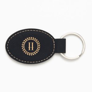 Wreath Monogram Black Key Fob