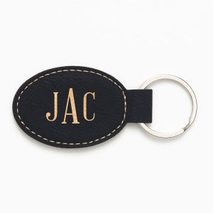Simple Serif Monogram Black Key Fob