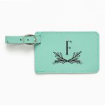 Laurel Monogram Teal Luggage Tag