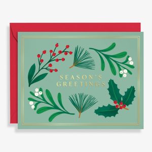 Winter Botanical Sprigs Holiday Greeting Card