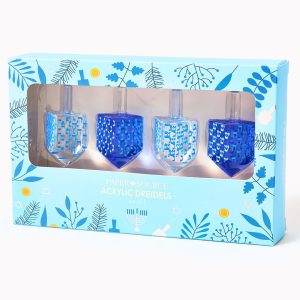 Acrylic Dreidel Set - Blue & White