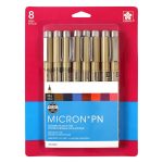 Sakura Pigma Micron PN - Plastic Nib 8 Pc Set; Contains 1 ea: Black. Blue. Red. Purple. Rose. Sepia. Burgundy. Blue/Black
