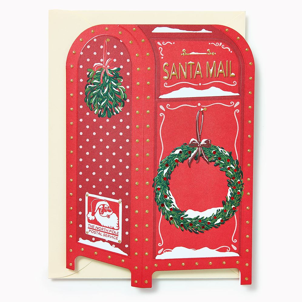Sending Wishes Die Cut Mailbox Holiday Greeting Card
