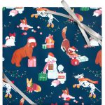 Festive Dogs Stone Wrapping Paper
